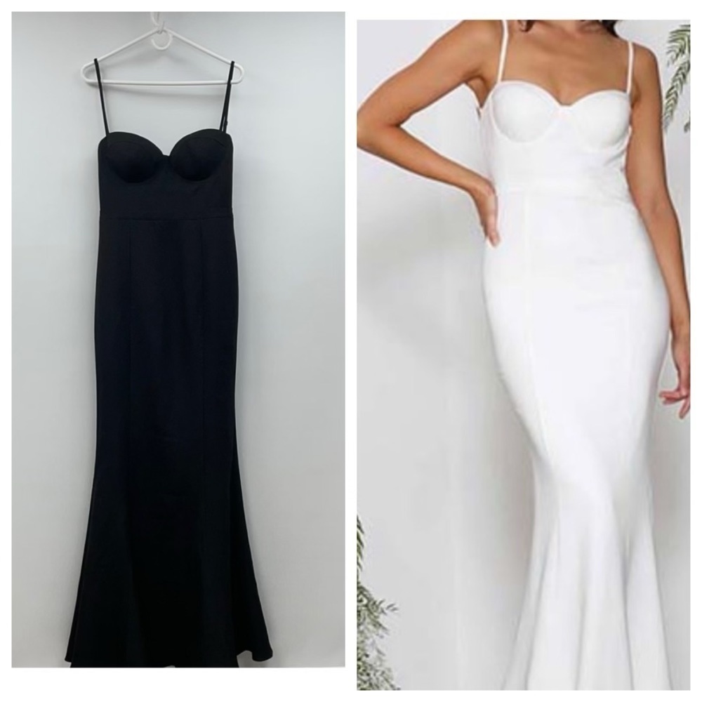 NWT Elle Zeitoune Luxe Abigail Mermaid Maxi Dress Formal Gown Wedding Black